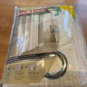 Hookless shower curtain and fabric liner. New. White. Long. 71 in x 86 in